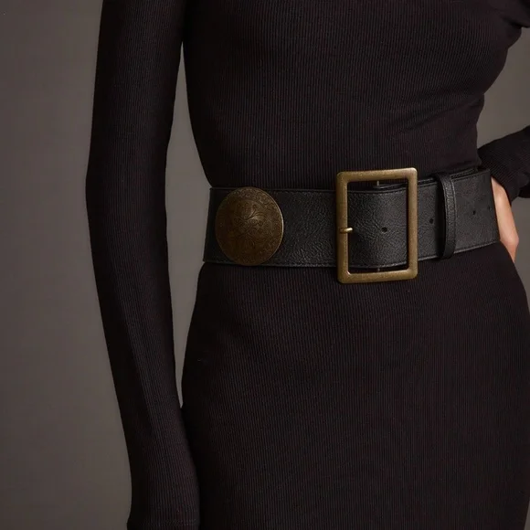 12th Tribe Greenwich Black Medallion Statement Belt Size M/LM/L - Picture 3 of 3